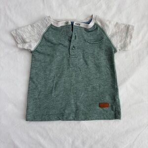 7 For All Mankind Green and Gray Short Sleeve Tee